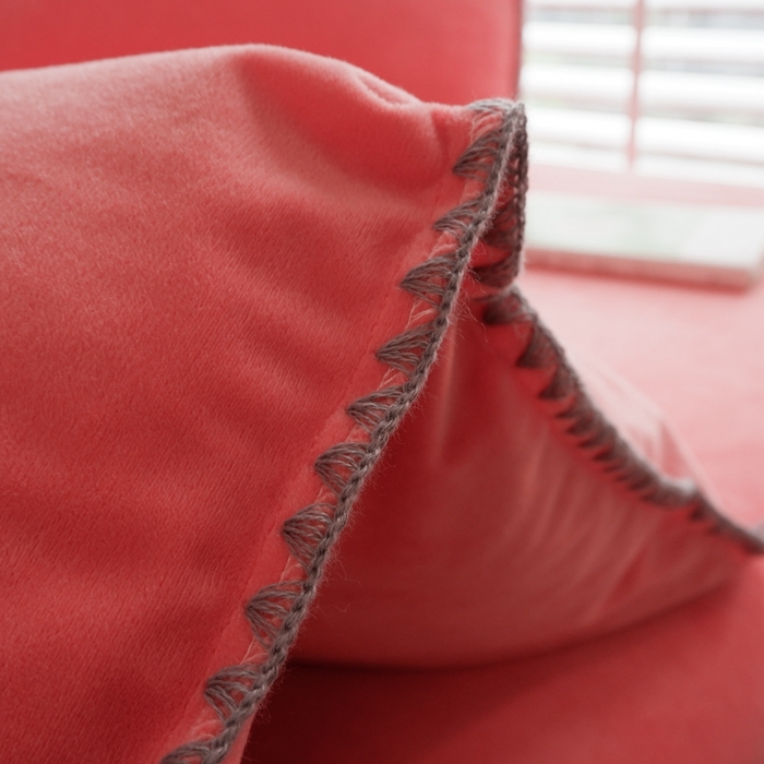 91家纺网 家纺一手货源 找家纺 啊雅家居 2026新款贝壳边宝宝绒四件套 贝壳玫红