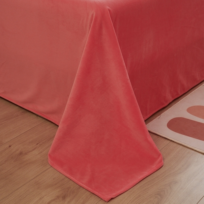 91家纺网 家纺一手货源 找家纺 啊雅家居 2026新款贝壳边宝宝绒四件套 贝壳玫红