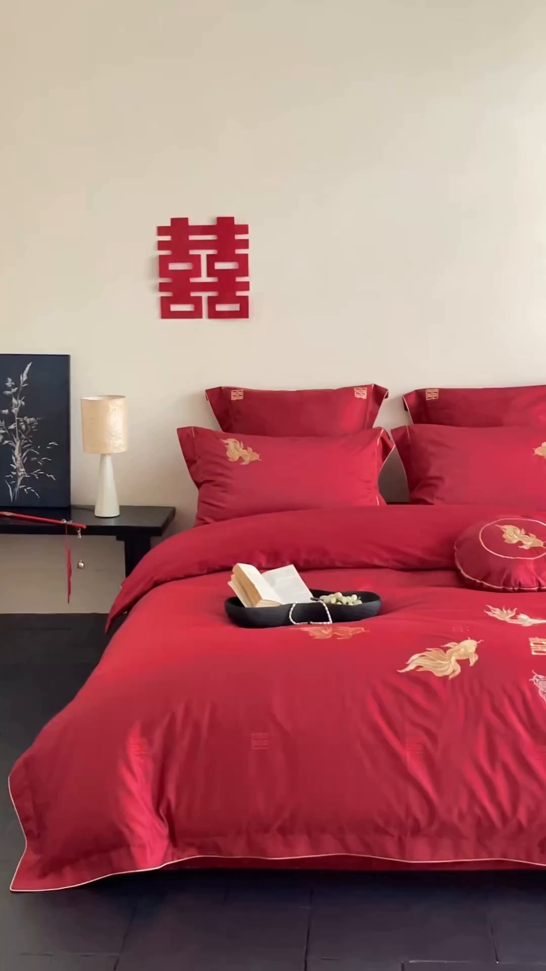 91家纺网 家纺一手货源 找家纺 （总）西西家居 2026新款大红婚庆100支长绒棉独家专版四件套-锦鲤报喜
