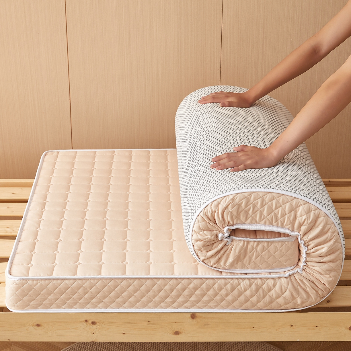 91家纺网 家纺一手货源 找家纺 （总）月茶家纺 2026新款学生款立体面包格床垫