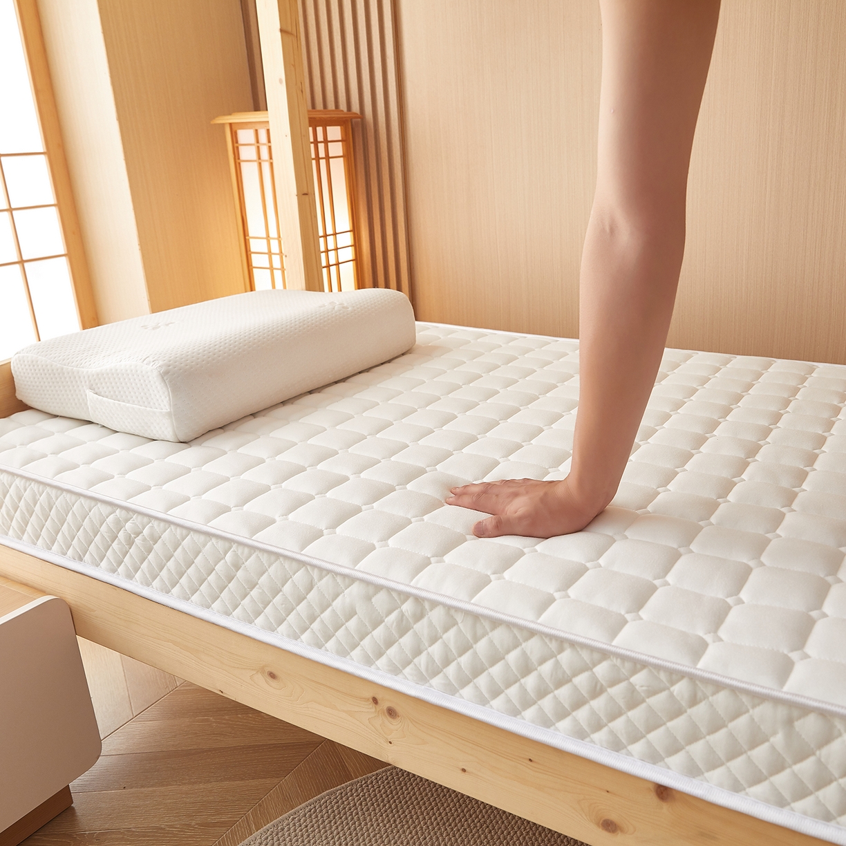 91家纺网 家纺一手货源 找家纺 （总）月茶家纺 2026新款学生款立体面包格床垫