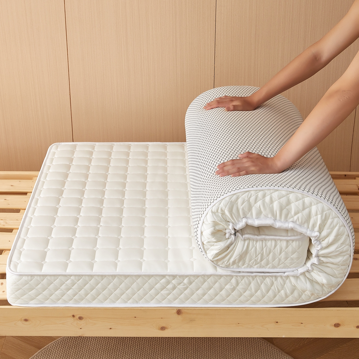 91家纺网 家纺一手货源 找家纺 （总）月茶家纺 2026新款学生款立体面包格床垫