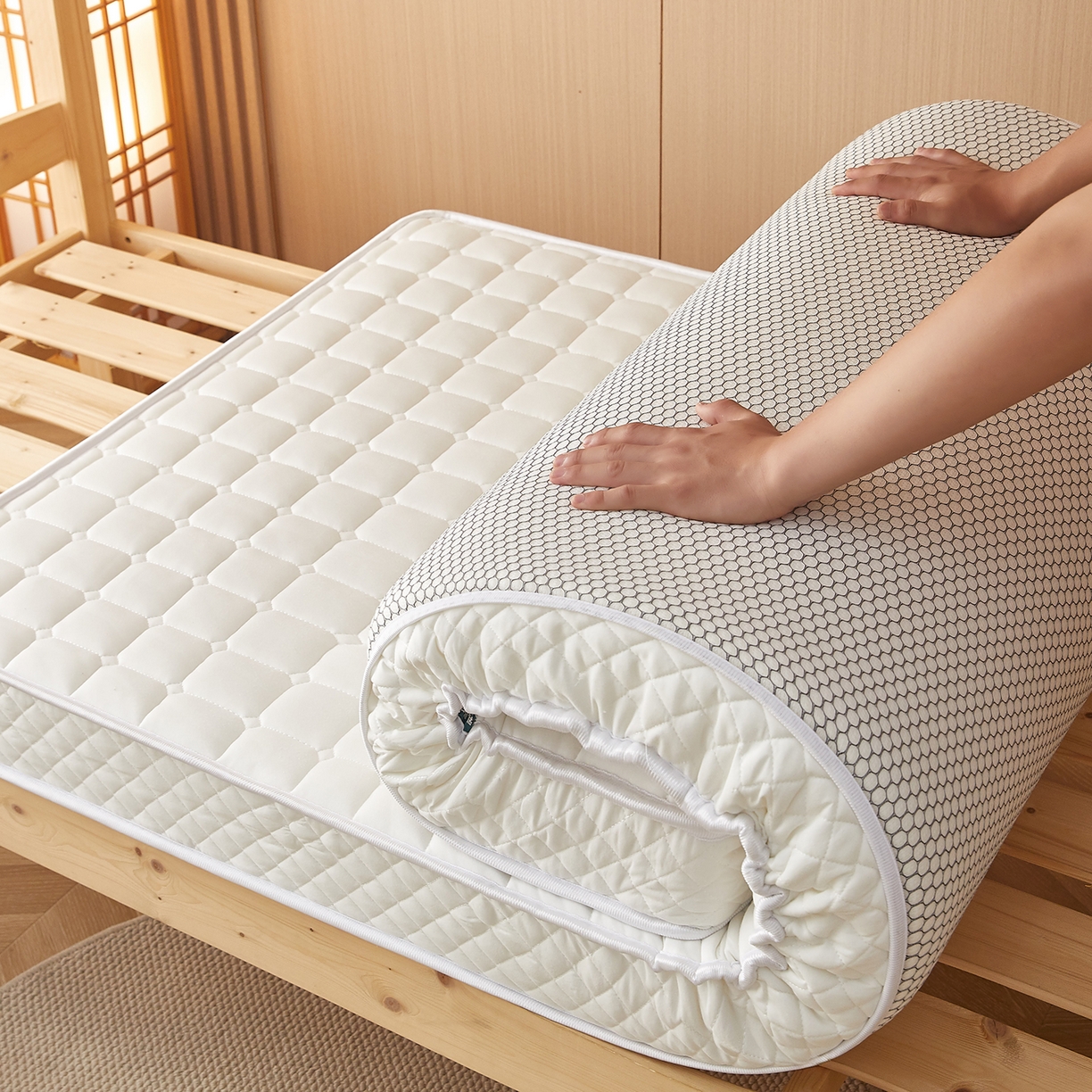 91家纺网 家纺一手货源 找家纺 （总）月茶家纺 2026新款学生款立体面包格床垫