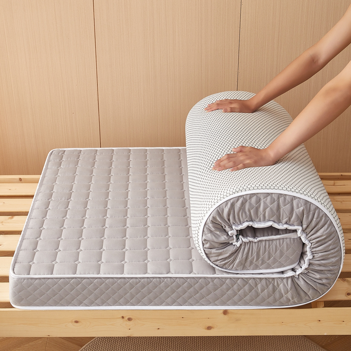 91家纺网 家纺一手货源 找家纺 （总）月茶家纺 2026新款学生款立体面包格床垫