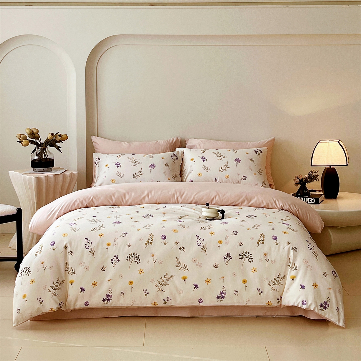 91家纺网 家纺一手货源 找家纺 （总）鼎飞家纺 2025新款高克重牛奶绒立体烂花+刺绣四件套--初恋樱桃系列