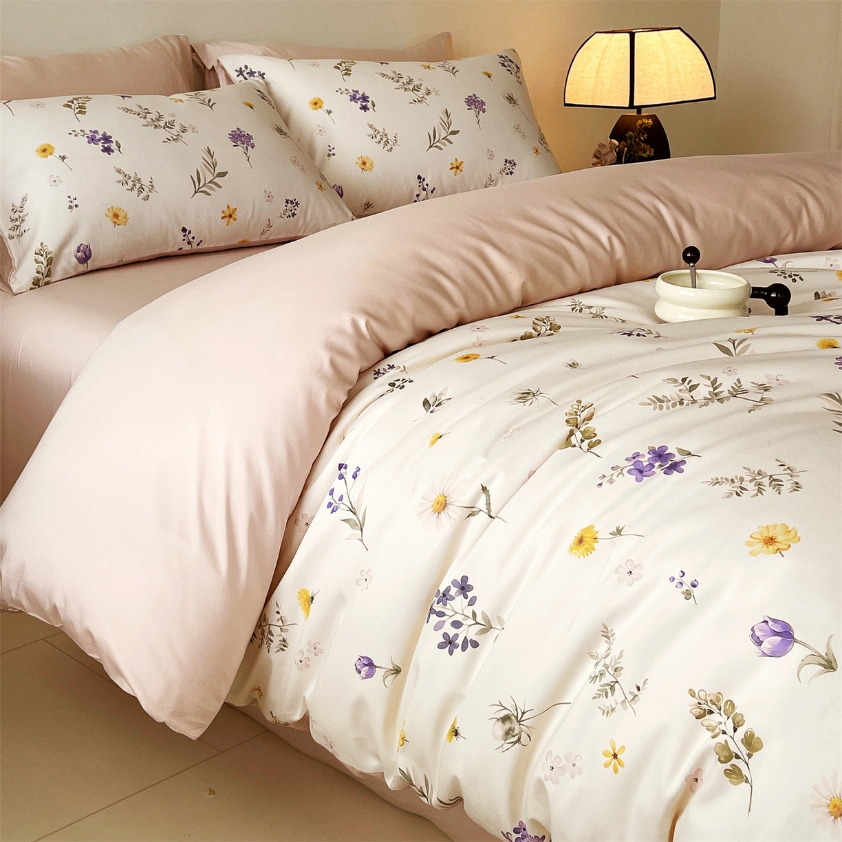 91家纺网 家纺一手货源 找家纺 （总）鼎飞家纺 2026新款100S长绒棉数码印花四件套-风吟花语