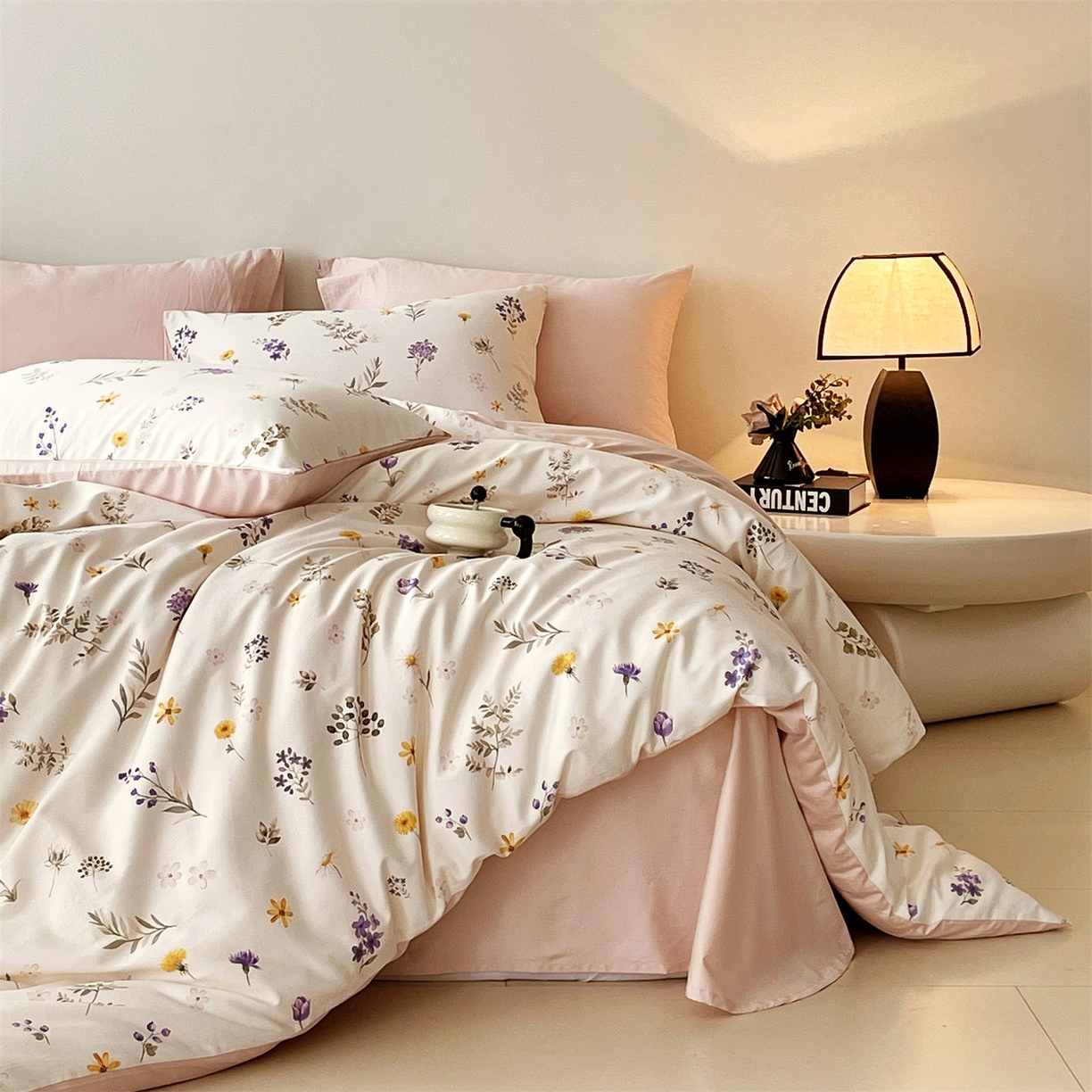 91家纺网 家纺一手货源 找家纺 （总）鼎飞家纺 2026新款100S长绒棉数码印花四件套-风吟花语