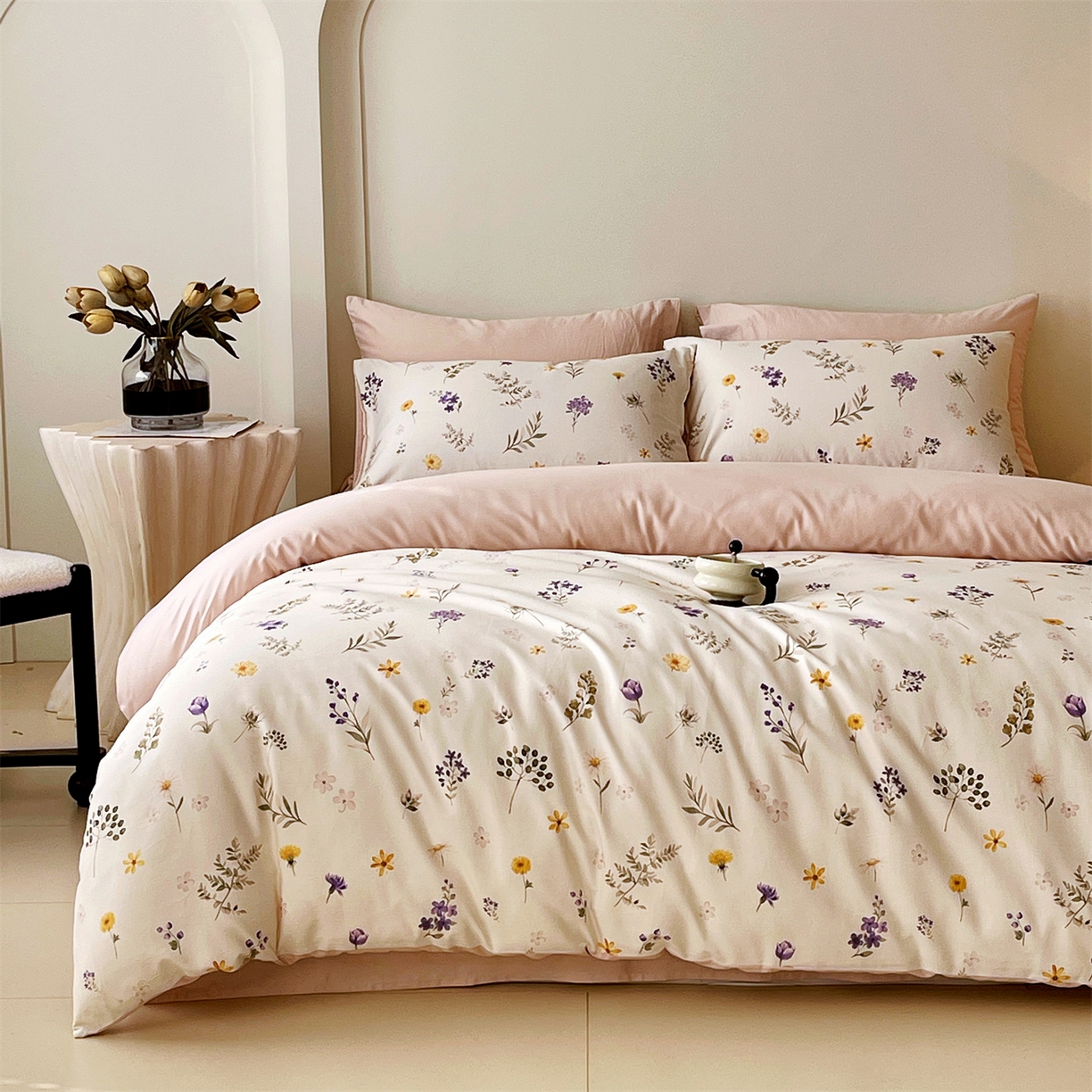 91家纺网 家纺一手货源 找家纺 （总）鼎飞家纺 2026新款100S长绒棉数码印花四件套-风吟花语