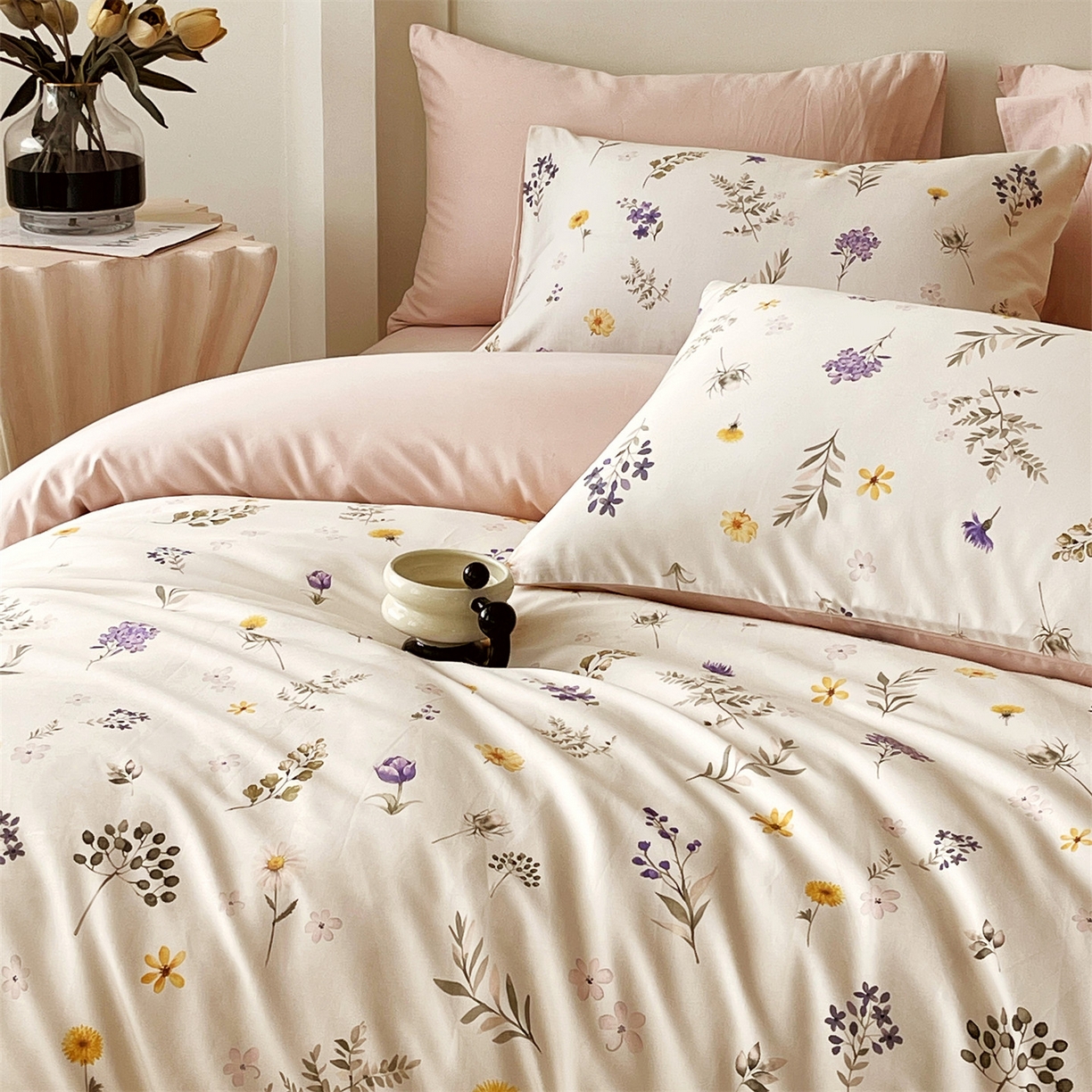 91家纺网 家纺一手货源 找家纺 （总）鼎飞家纺 2026新款100S长绒棉数码印花四件套-风吟花语