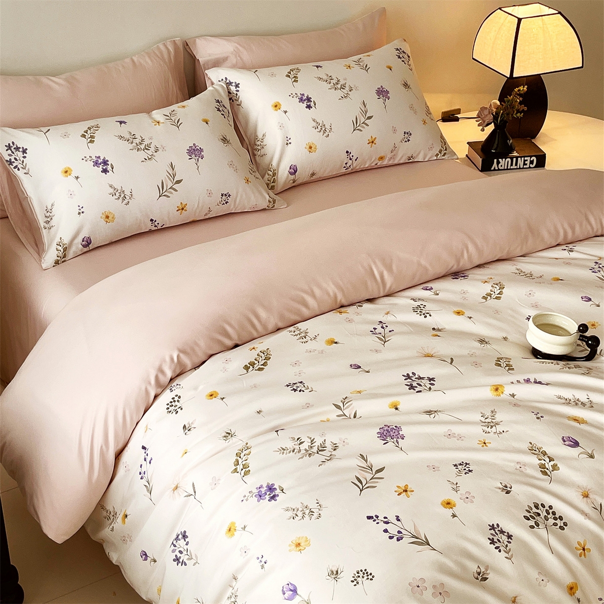 91家纺网 家纺一手货源 找家纺 （总）鼎飞家纺 2026新款100S长绒棉数码印花四件套-风吟花语