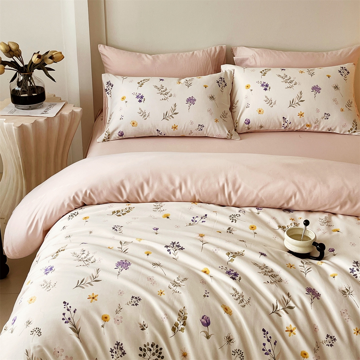 91家纺网 家纺一手货源 找家纺 （总）鼎飞家纺 2026新款100S长绒棉数码印花四件套-风吟花语