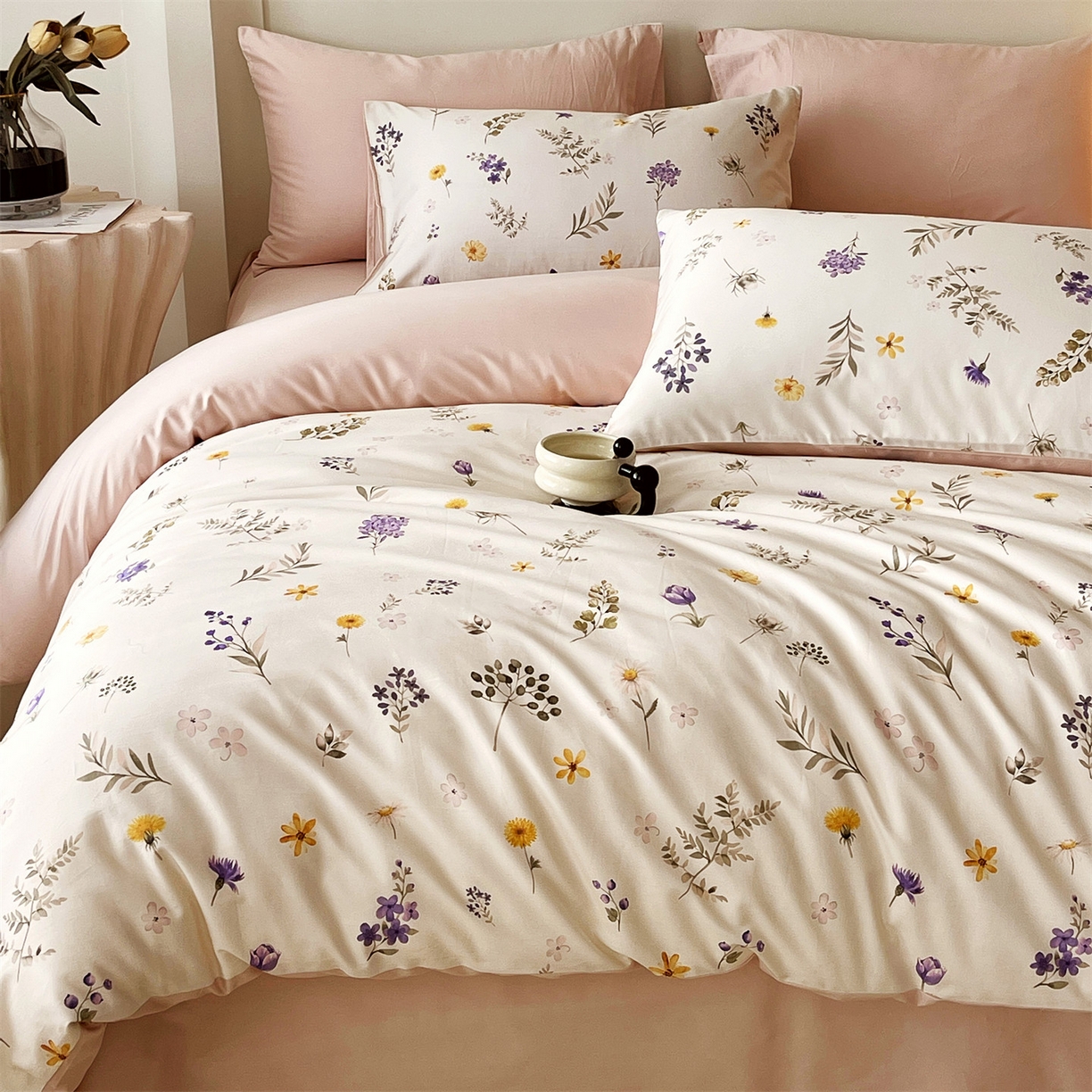 91家纺网 家纺一手货源 找家纺 （总）鼎飞家纺 2026新款100S长绒棉数码印花四件套-风吟花语