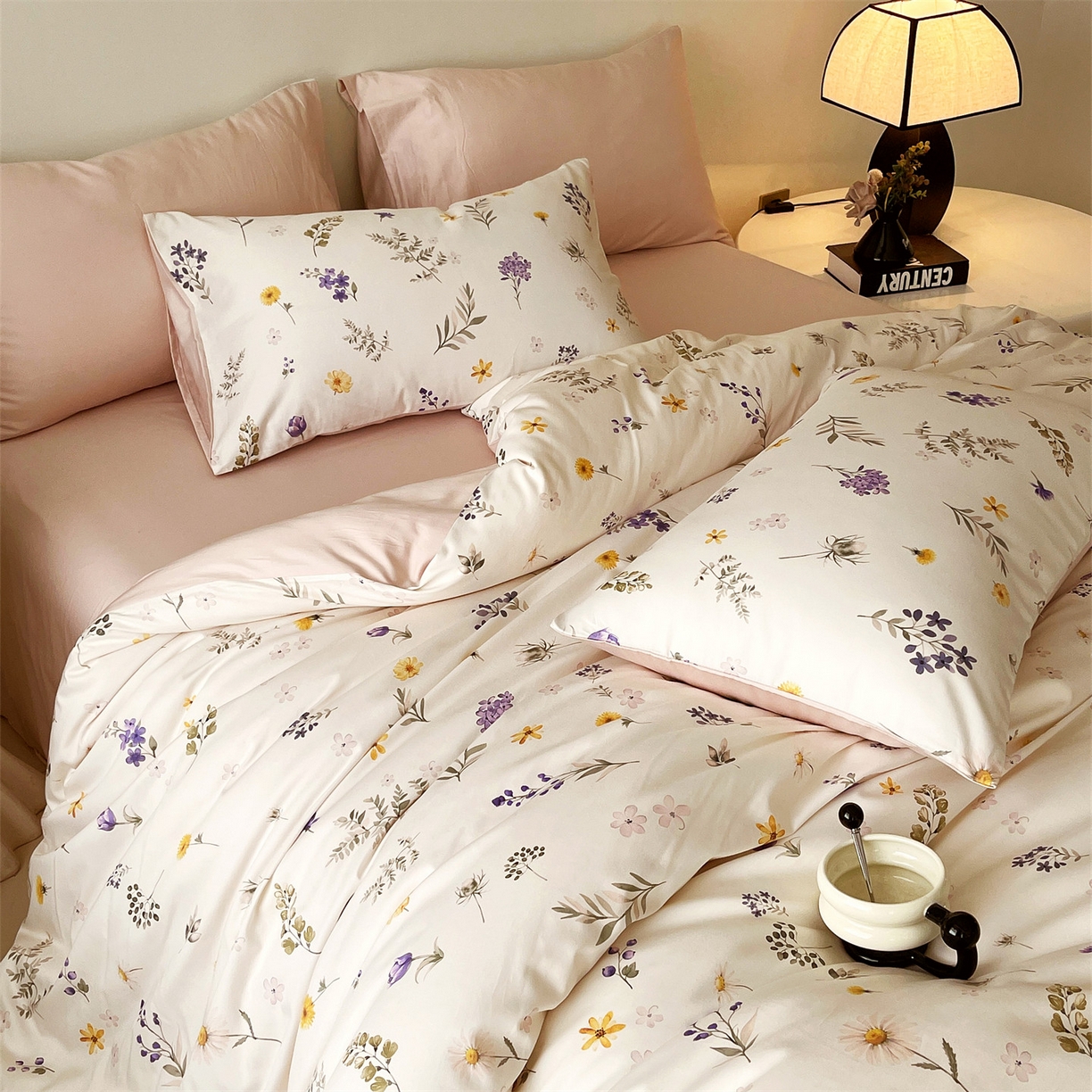 91家纺网 家纺一手货源 找家纺 （总）鼎飞家纺 2026新款100S长绒棉数码印花四件套-风吟花语