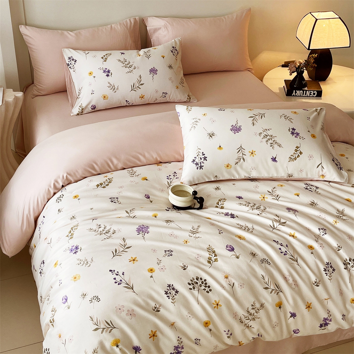 91家纺网 家纺一手货源 找家纺 （总）鼎飞家纺 2026新款100S长绒棉数码印花四件套-风吟花语