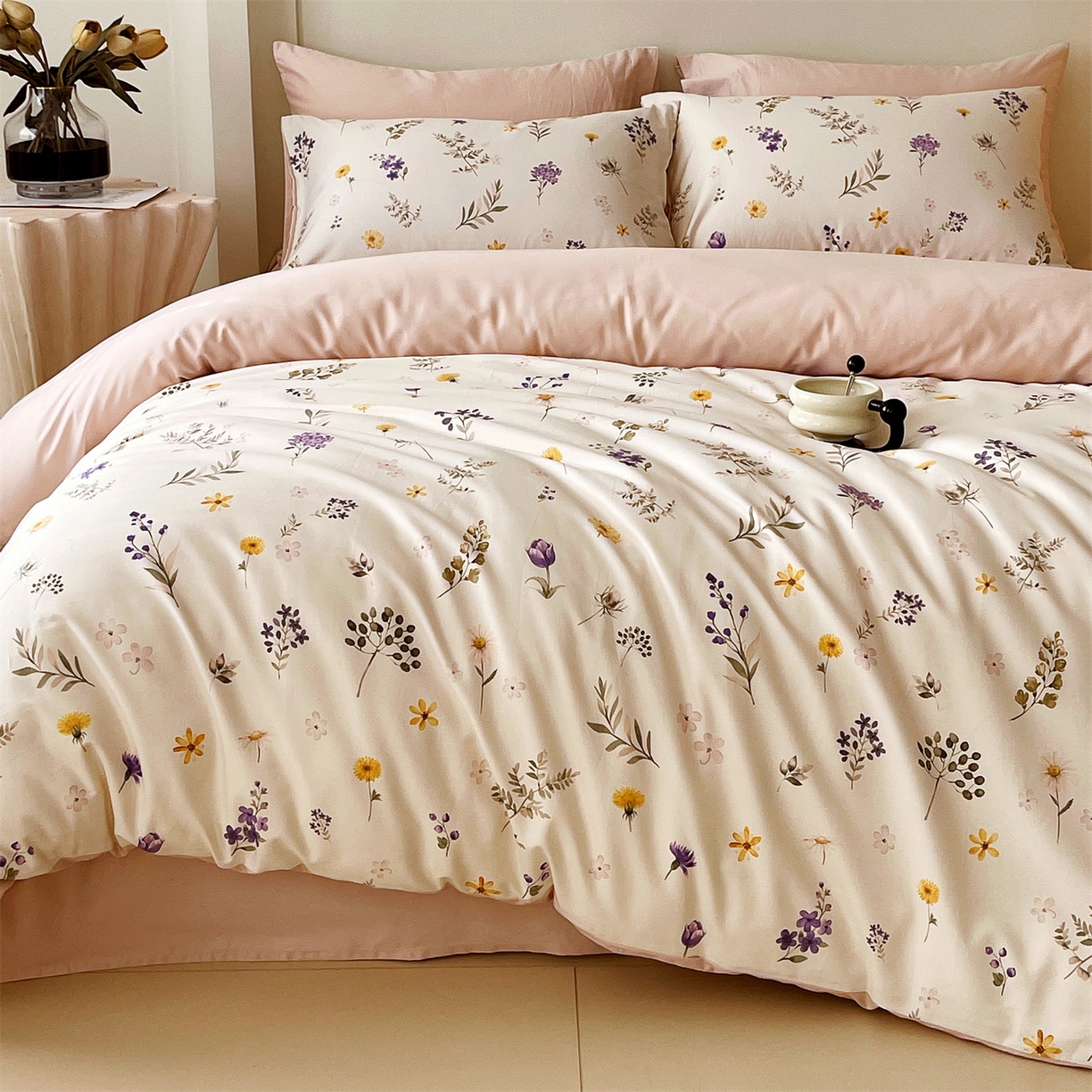 91家纺网 家纺一手货源 找家纺 （总）鼎飞家纺 2026新款100S长绒棉数码印花四件套-风吟花语