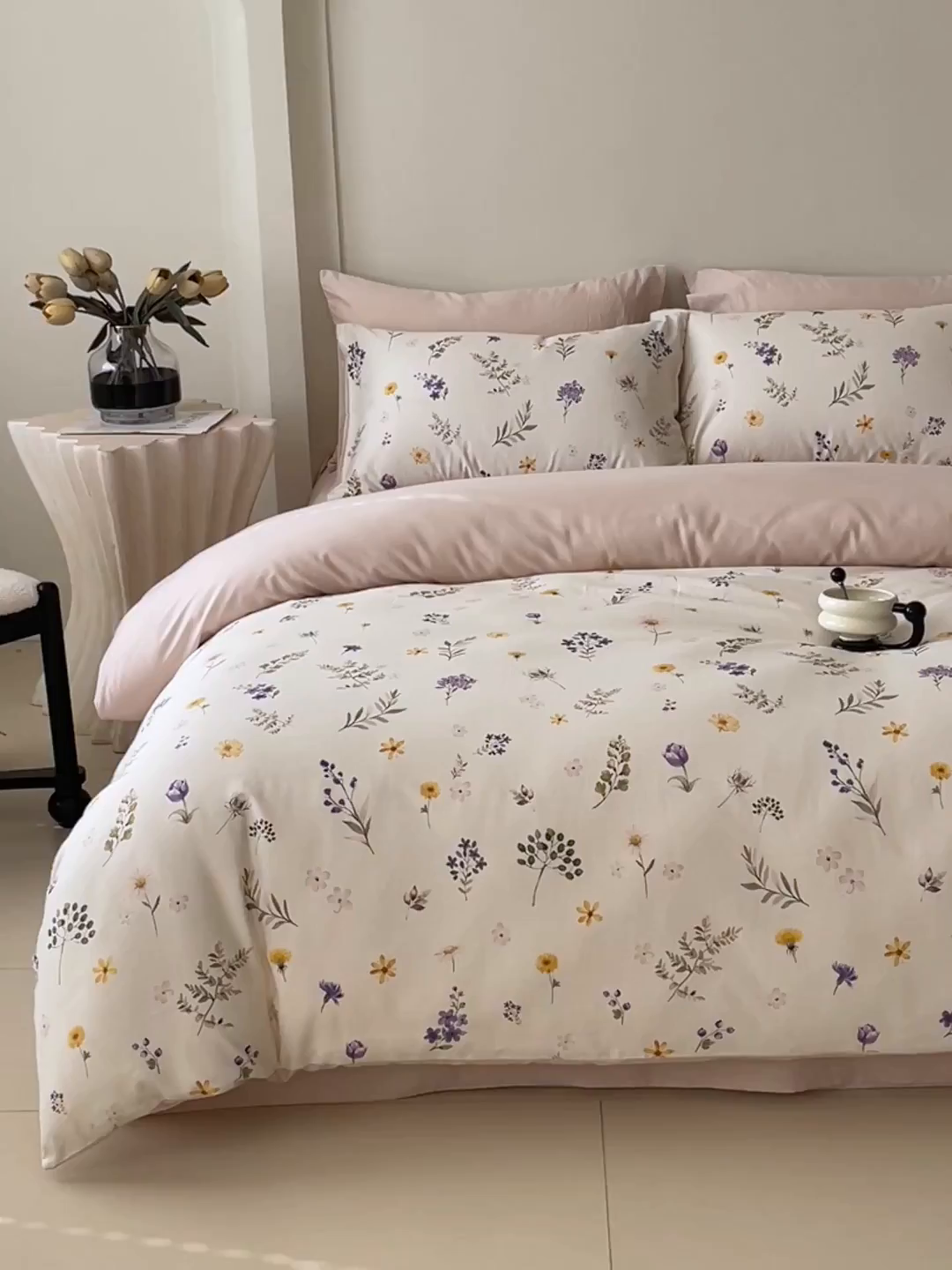 91家纺网 家纺一手货源 找家纺 （总）鼎飞家纺 2026新款100S长绒棉数码印花四件套-风吟花语