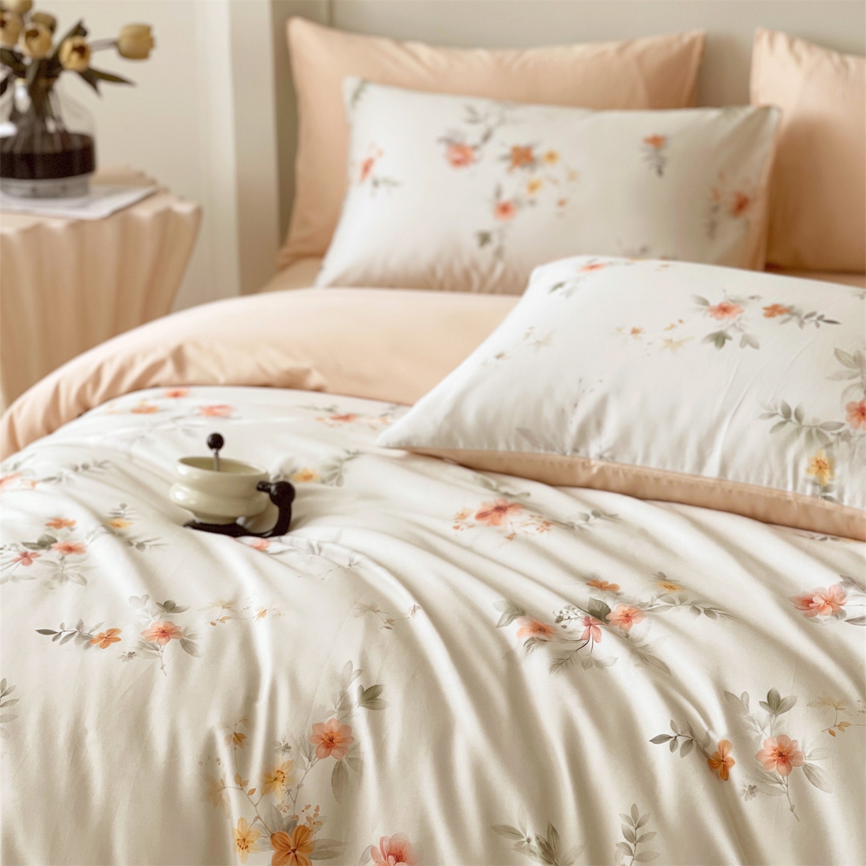 91家纺网 家纺一手货源 找家纺 （总）鼎飞家纺 2026新款100S长绒棉数码印花四件套-花屿