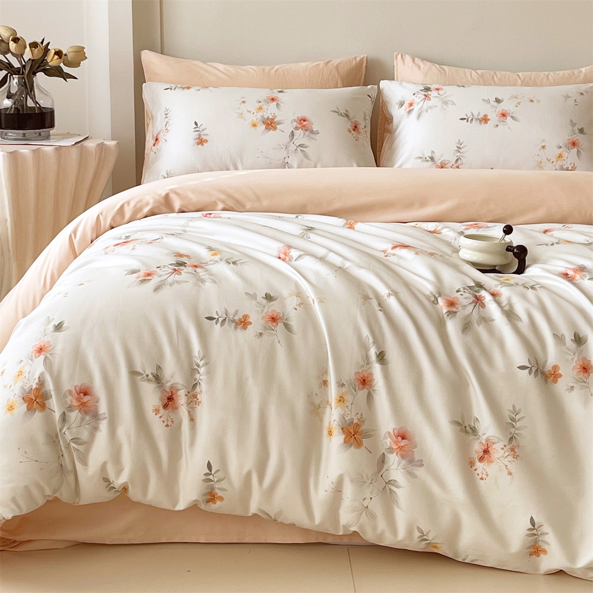 91家纺网 家纺一手货源 找家纺 （总）鼎飞家纺 2026新款100S长绒棉数码印花四件套-花屿