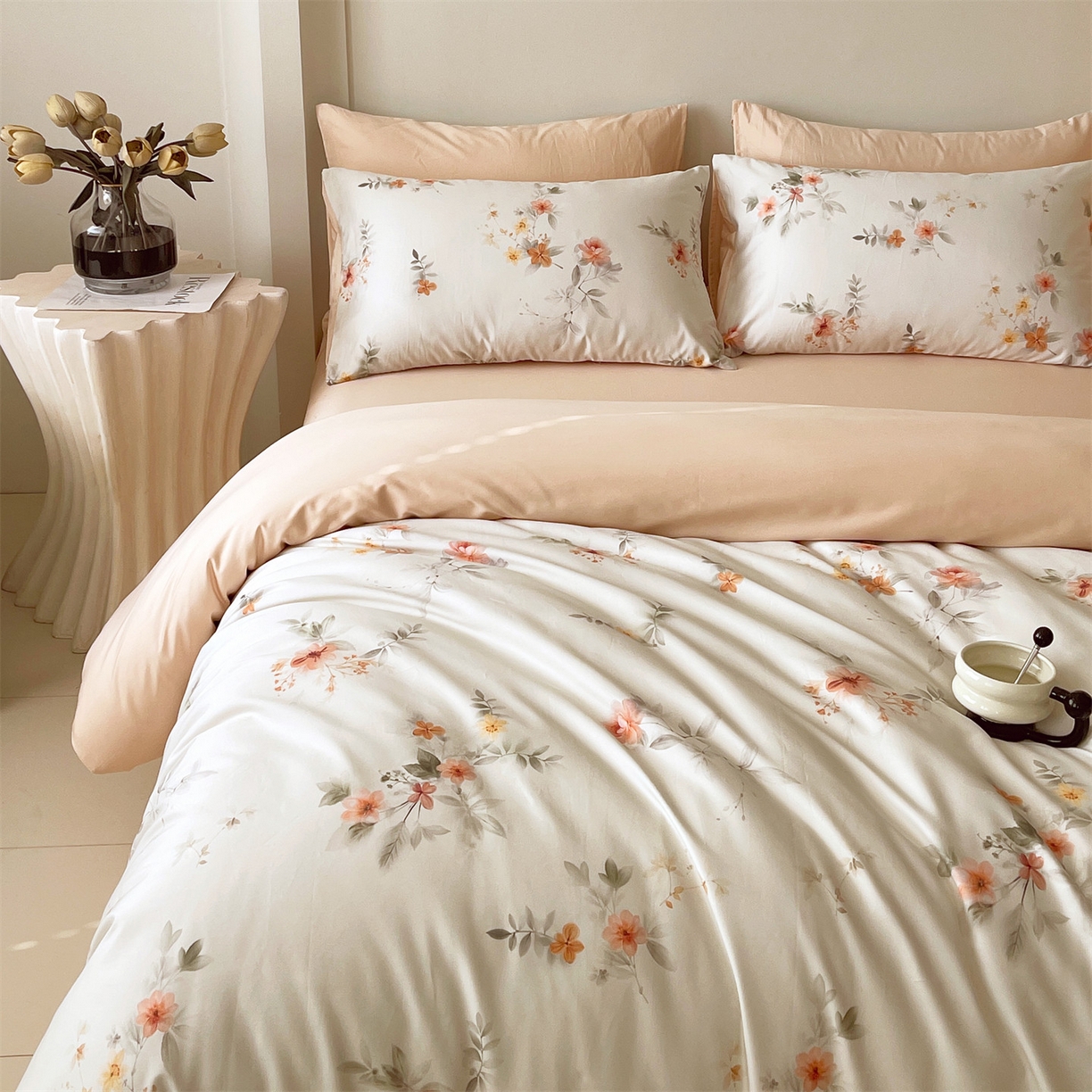 91家纺网 家纺一手货源 找家纺 （总）鼎飞家纺 2026新款100S长绒棉数码印花四件套-花屿