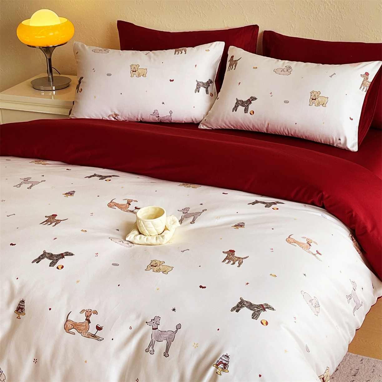 91家纺网 家纺一手货源 找家纺 （总）鼎飞家纺 2026新款100S长绒棉数码印花四件套-幸运小狗