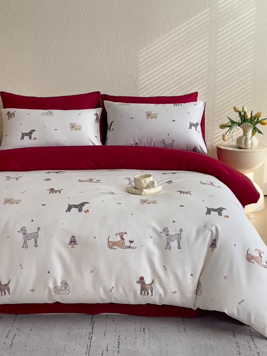 91家纺网 家纺一手货源 找家纺 （总）鼎飞家纺 2026新款100S长绒棉数码印花四件套-幸运小狗