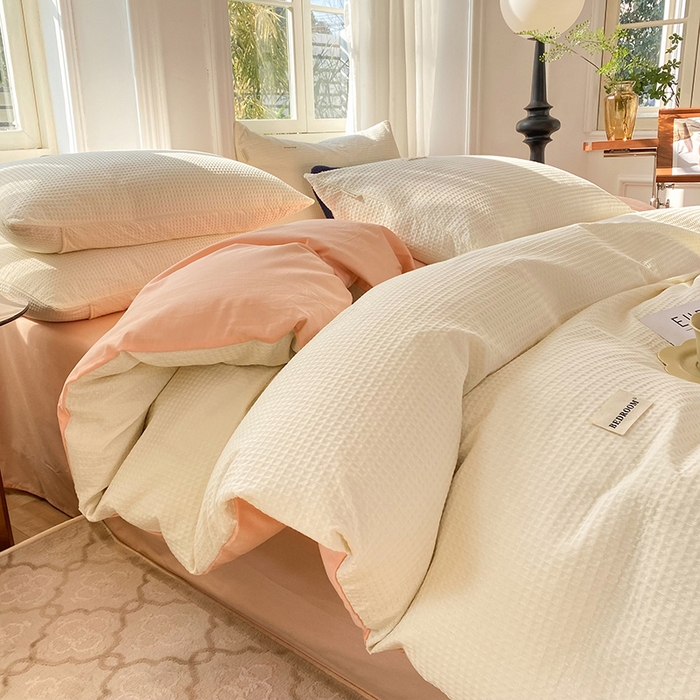 （总）眠博士 2026新款简约时尚全棉华夫格四件套（提供买家秀）