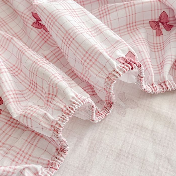 91家纺网 家纺一手货源 找家纺 缦彩 2026新款全棉纯棉印花床笠单品床笠床笠单件 格纹蝴蝶