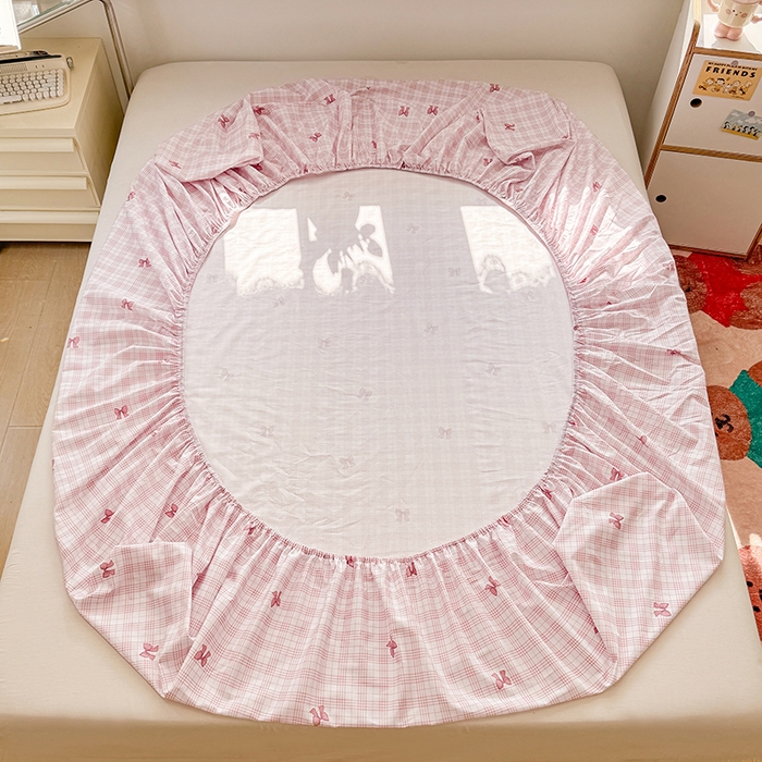 91家纺网 家纺一手货源 找家纺 缦彩 2026新款全棉纯棉印花床笠单品床笠床笠单件 格纹蝴蝶