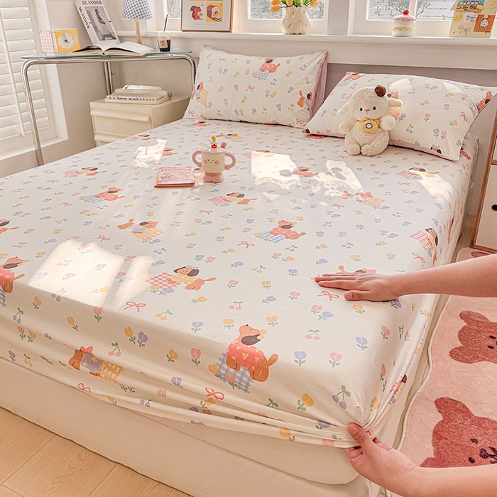 缦彩 2026新款全棉纯棉印花床笠单品床笠床笠单件 莱德-粉