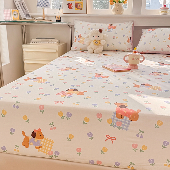 91家纺网 家纺一手货源 找家纺 缦彩 2026新款全棉纯棉印花床笠单品床笠床笠单件 莱德-粉