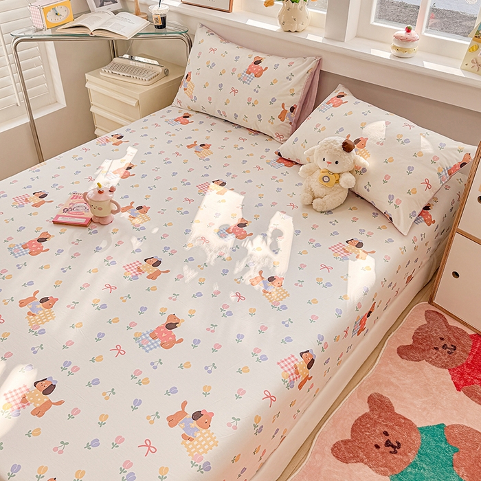 91家纺网 家纺一手货源 找家纺 缦彩 2026新款全棉纯棉印花床笠单品床笠床笠单件 莱德-粉