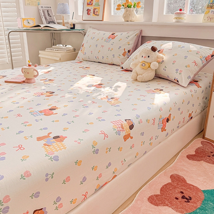 91家纺网 家纺一手货源 找家纺 缦彩 2026新款全棉纯棉印花床笠单品床笠床笠单件 莱德-粉