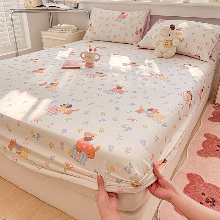 91家纺网 家纺一手货源 找家纺 缦彩 2026新款全棉纯棉印花床笠单品床笠床笠单件 莱德-粉