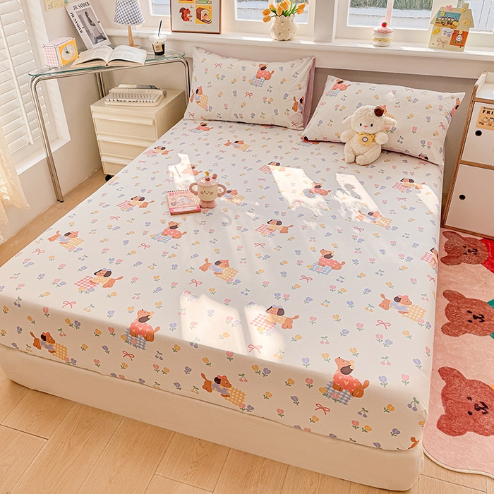 91家纺网 家纺一手货源 找家纺 缦彩 2026新款全棉纯棉印花床笠单品床笠床笠单件 莱德-粉