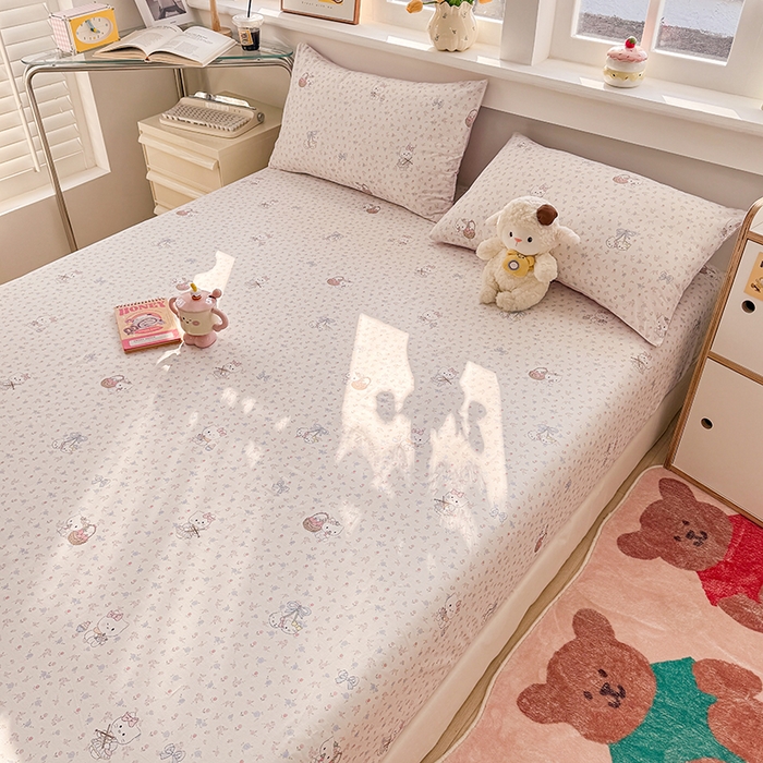 91家纺网 家纺一手货源 找家纺 缦彩 2026新款全棉纯棉印花床笠单品床笠床笠单件 提琴猫