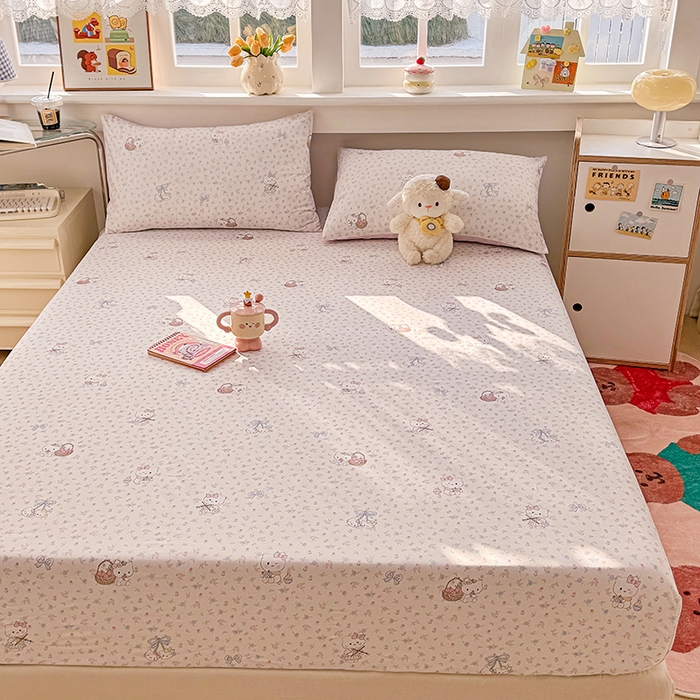 91家纺网 家纺一手货源 找家纺 缦彩 2026新款全棉纯棉印花床笠单品床笠床笠单件 提琴猫