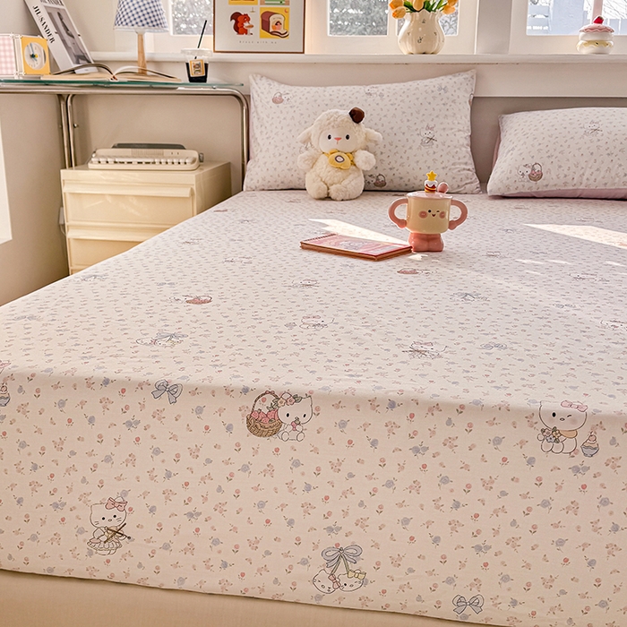 91家纺网 家纺一手货源 找家纺 缦彩 2026新款全棉纯棉印花床笠单品床笠床笠单件 提琴猫