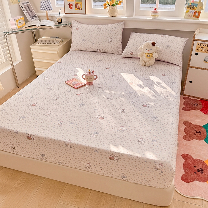 91家纺网 家纺一手货源 找家纺 缦彩 2026新款全棉纯棉印花床笠单品床笠床笠单件 提琴猫