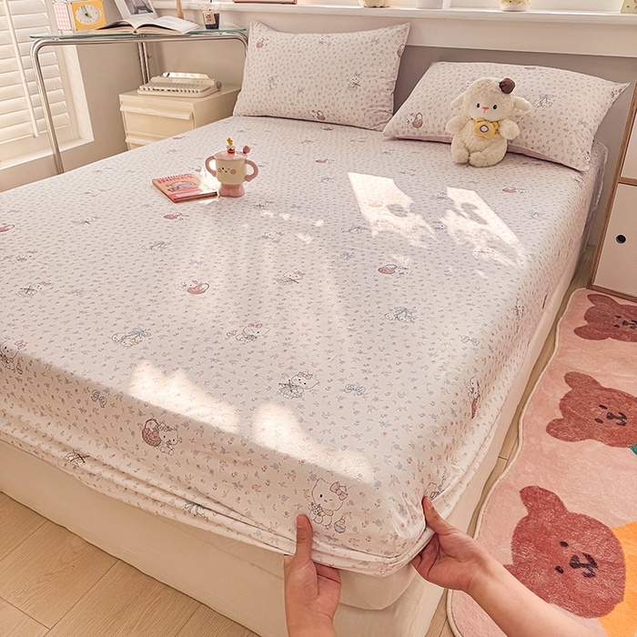 91家纺网 家纺一手货源 找家纺 缦彩 2026新款全棉纯棉印花床笠单品床笠床笠单件 提琴猫