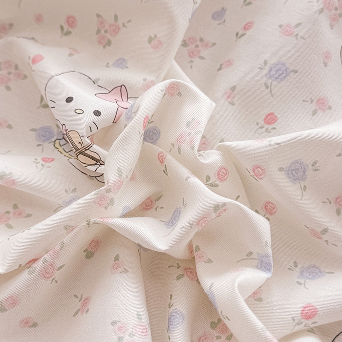 91家纺网 家纺一手货源 找家纺 缦彩 2026新款全棉纯棉印花床笠单品床笠床笠单件 提琴猫