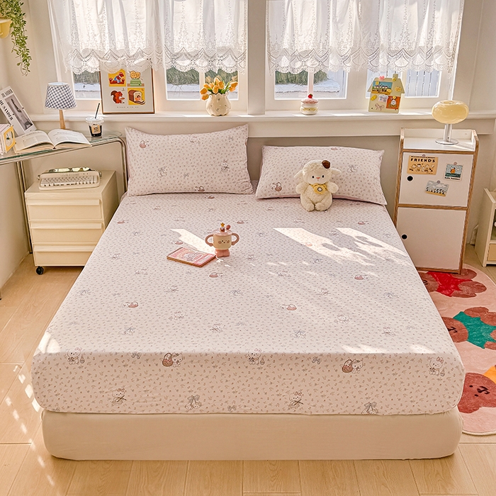 91家纺网 家纺一手货源 找家纺 缦彩 2026新款全棉纯棉印花床笠单品床笠床笠单件 提琴猫