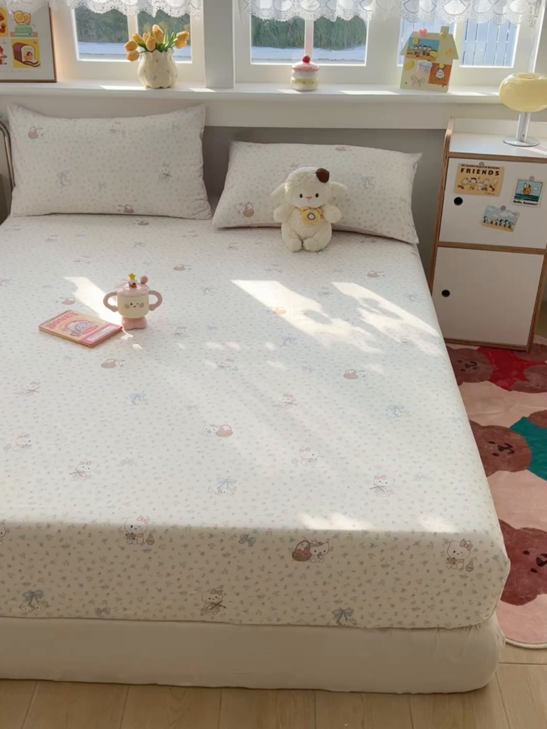 91家纺网 家纺一手货源 找家纺 缦彩 2026新款全棉纯棉印花床笠单品床笠床笠单件 提琴猫