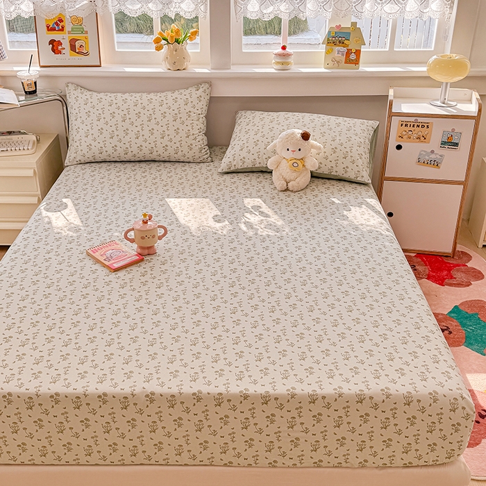 91家纺网 家纺一手货源 找家纺 缦彩 2026新款全棉纯棉印花床笠单品床笠床笠单件 香菊-绿