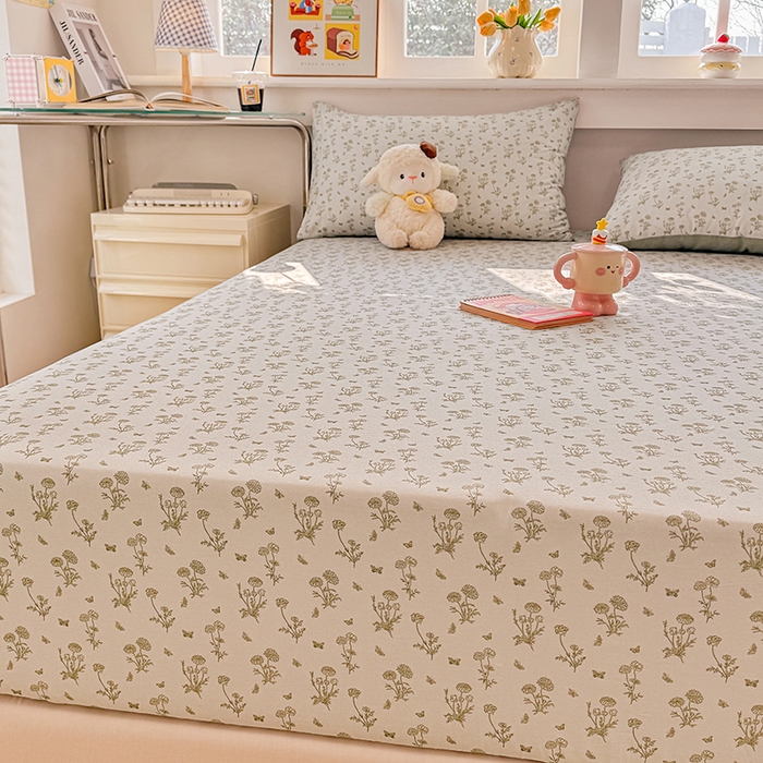 91家纺网 家纺一手货源 找家纺 缦彩 2026新款全棉纯棉印花床笠单品床笠床笠单件 香菊-绿