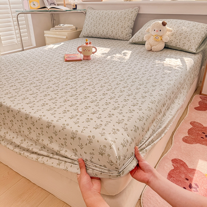 91家纺网 家纺一手货源 找家纺 缦彩 2026新款全棉纯棉印花床笠单品床笠床笠单件 香菊-绿