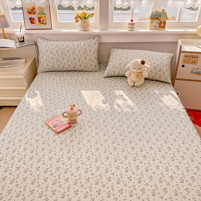 91家纺网 家纺一手货源 找家纺 缦彩 2026新款全棉纯棉印花床笠单品床笠床笠单件 香菊-绿