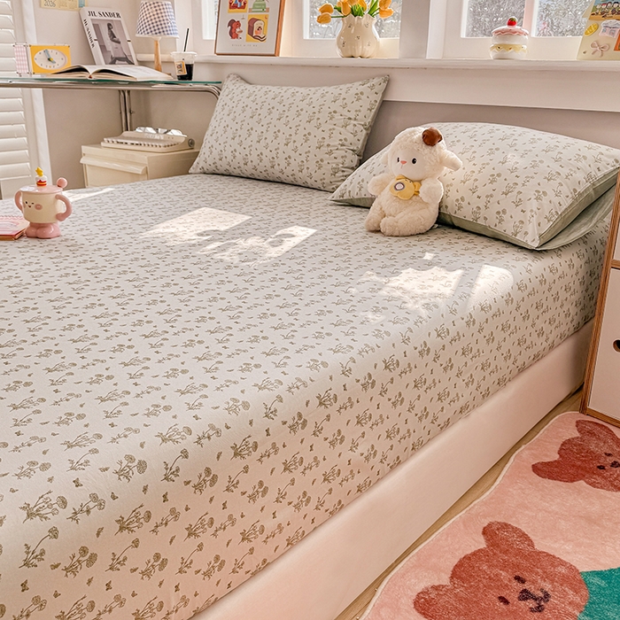 91家纺网 家纺一手货源 找家纺 缦彩 2026新款全棉纯棉印花床笠单品床笠床笠单件 香菊-绿