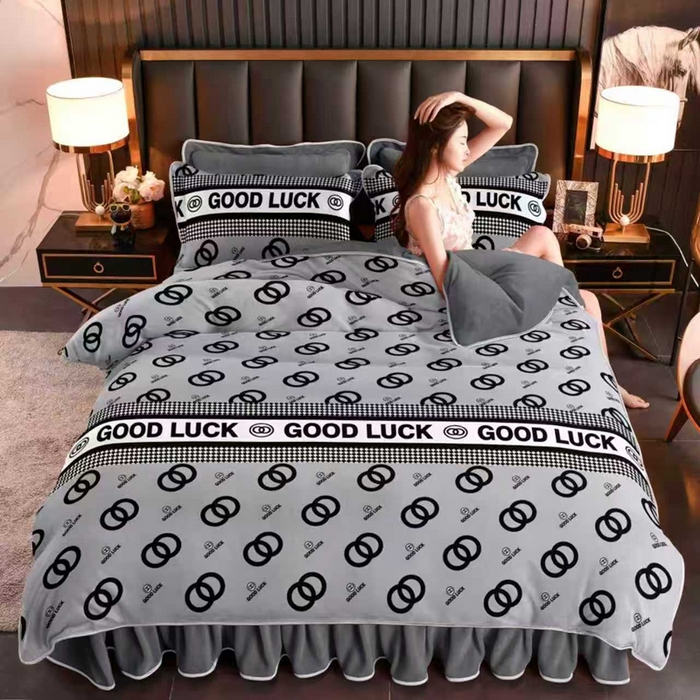 绒耀 2025新款高克重牛奶绒四件套保暖四件套直播爆款电商爆款 白香-灰