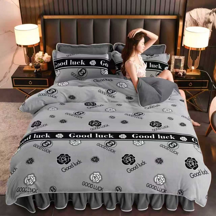 91家纺网 家纺一手货源 找家纺 绒耀 2025新款高克重牛奶绒四件套保暖四件套直播爆款电商爆款 奢望-灰