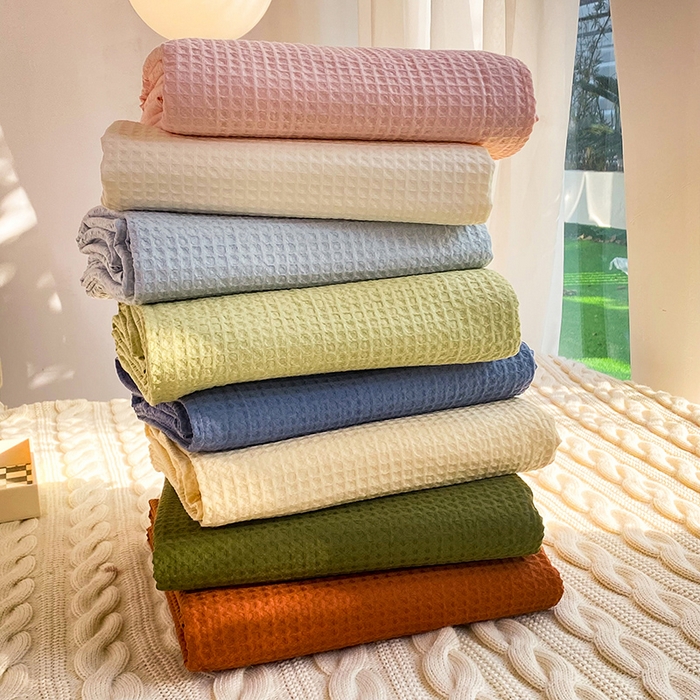 91家纺网 家纺一手货源 找家纺 眠博士2026新款简约时尚全棉华夫格四件套（提供买家秀）叠拍图